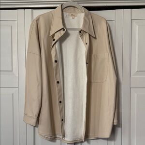 Womens Beige Shacket Jacket